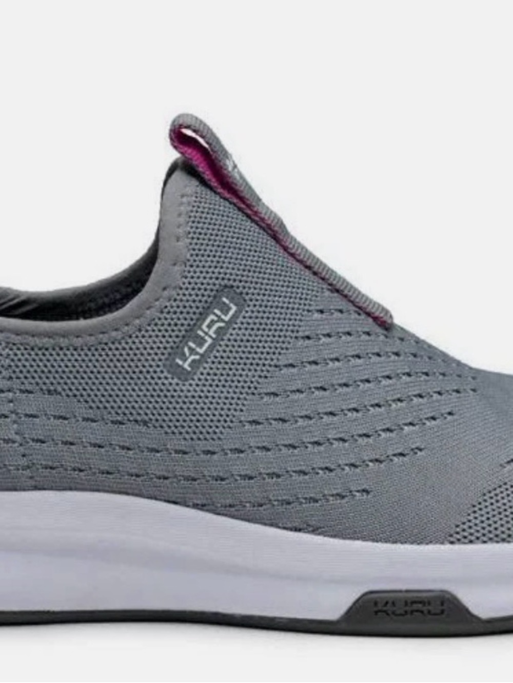 KURU Women's Slip-On Sneaker in Gray with Pink Accent Nova New 6